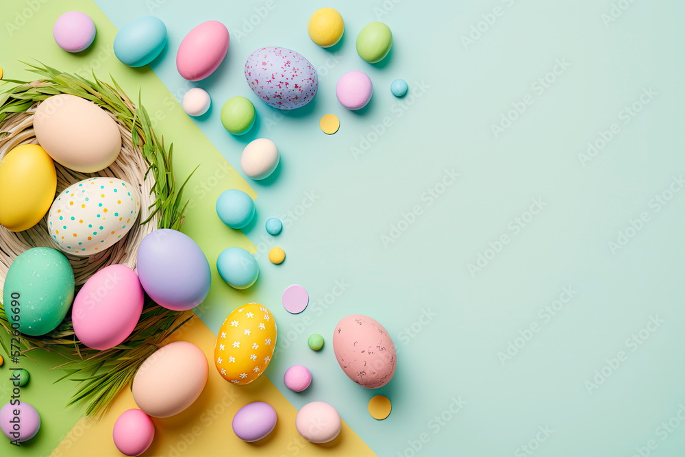 Easter holiday background. Generative AI Easter holiday background. Generative AI