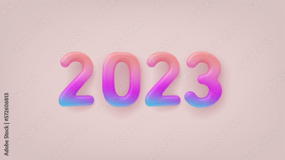3D Colorful Gradient sign 2023 on a light background 3D Colorful Gradient sign 2023 on a light background