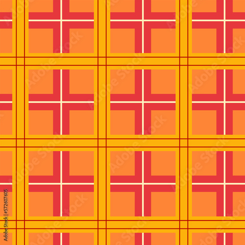 Seamless checkered pattern in red and yellow stripes. Checkered textile print, tablecloths