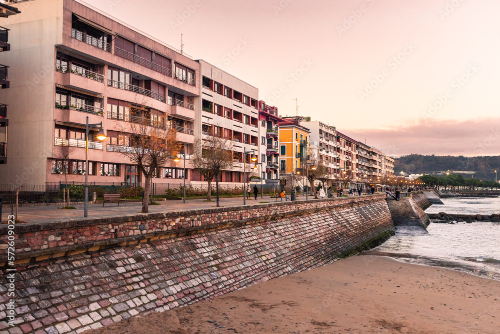 Hondarribia seafront at the Basque Country coast.
