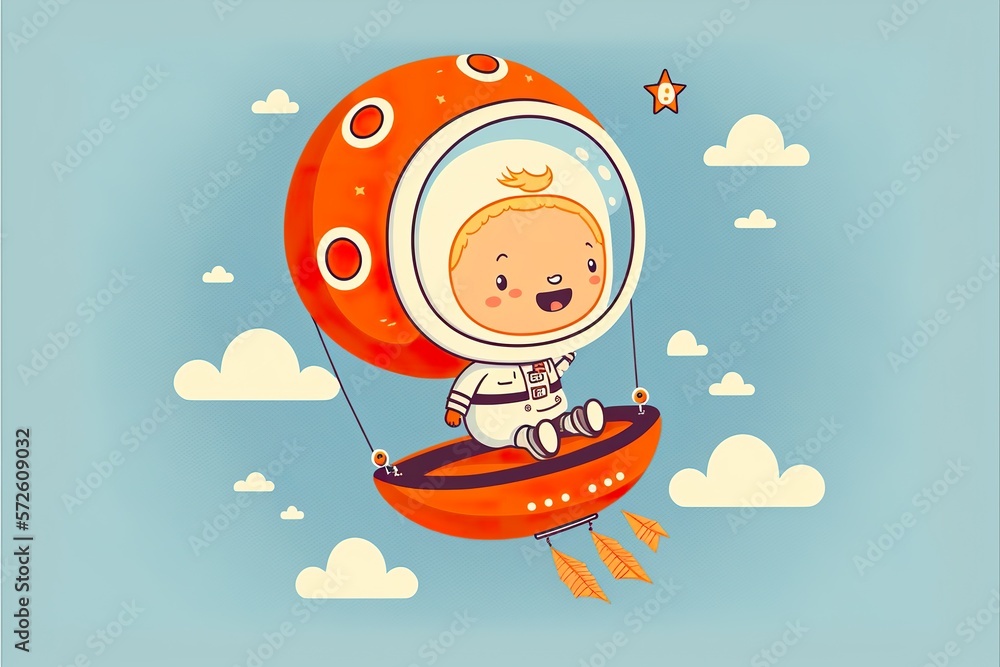 Fototapeta premium Cute astronaut created with Generative AI 