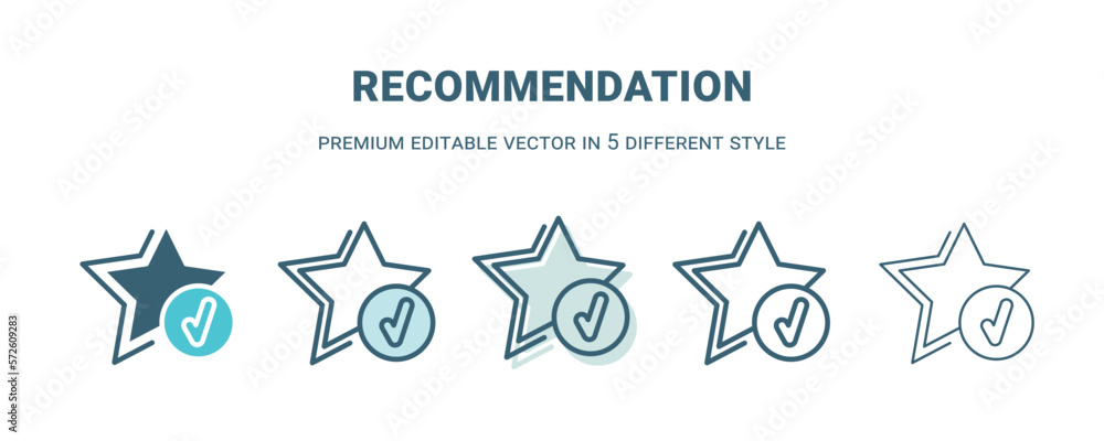 recommendation icon in 5 different style. Outline, filled, two color, thin recommendation icon isolated on white background. Editable vector can be used web and mobile recommendation icon in 5 different style. Outline, filled, two color, thin recommendation icon isolated on white background. Editable vector can be used web and mobile