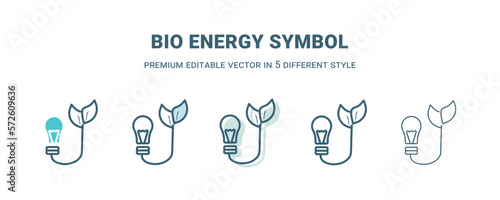 bio energy symbol icon in 5 different style. Outline, filled, two color, thin bio energy symbol icon isolated on white background. Editable vector can be used web and mobile