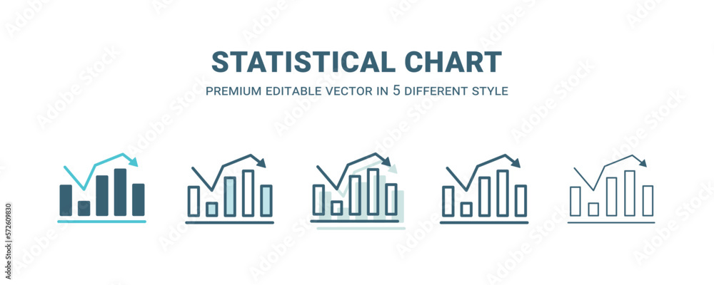 statistical chart icon in 5 different style. Outline, filled, two color, thin statistical chart icon isolated on white background. Editable vector can be used web and mobile