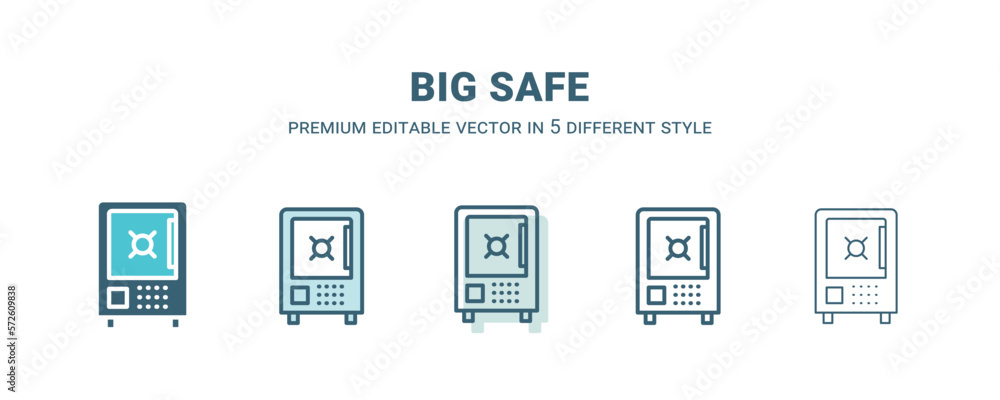 big safe icon in 5 different style. Outline, filled, two color, thin big safe icon isolated on white background. Editable vector can be used web and mobile big safe icon in 5 different style. Outline, filled, two color, thin big safe icon isolated on white background. Editable vector can be used web and mobile
