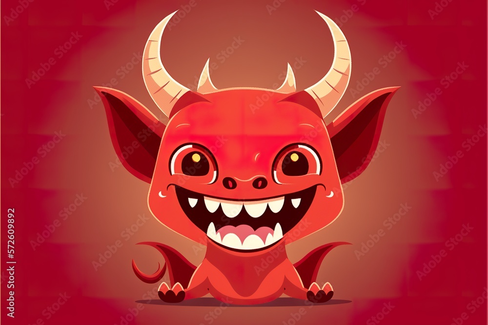 Red devil flat illustration created with Generative AI Red devil flat illustration created with Generative AI
