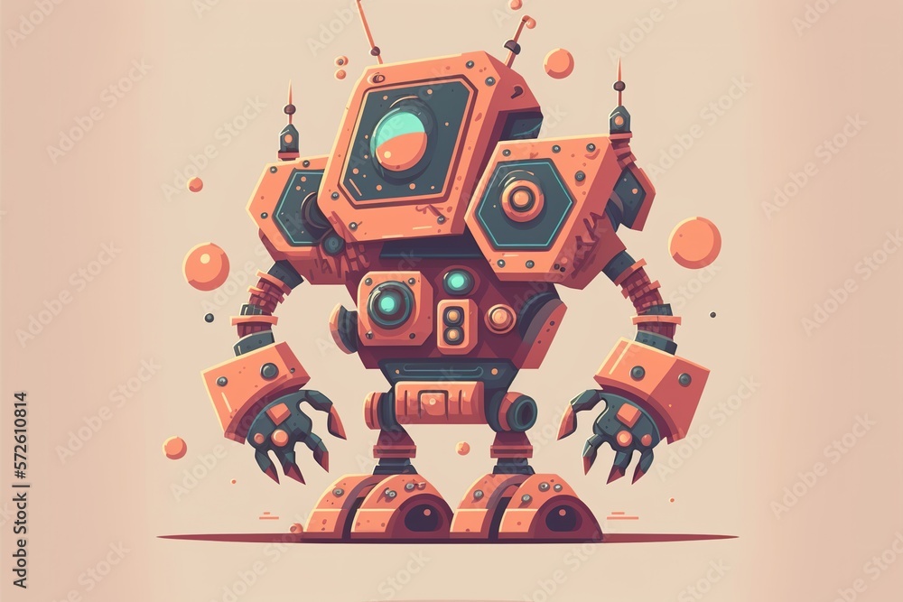 Cute robot flat illustration created with Generative AI 