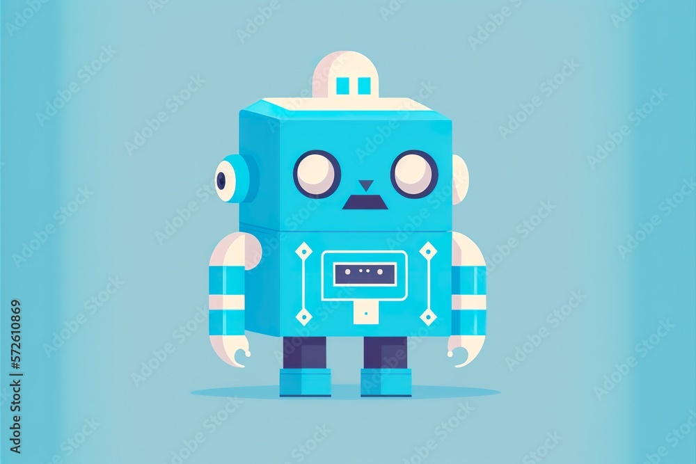 Fototapeta premium Cute robot flat illustration created with Generative AI 