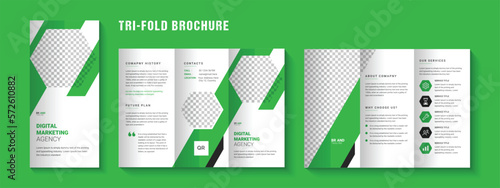 Corporate business tri-fold brochure template design photo