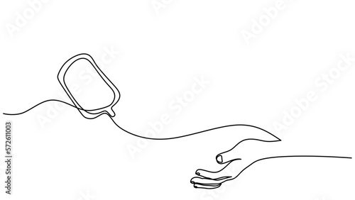 One continuous single line drawing of blood donor isolated on white background minimalism design.