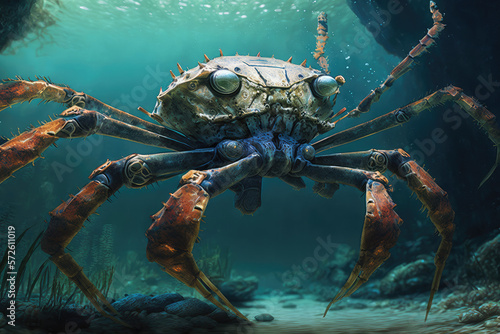 Sand Crab, Red Spider Crab. Generative AI.