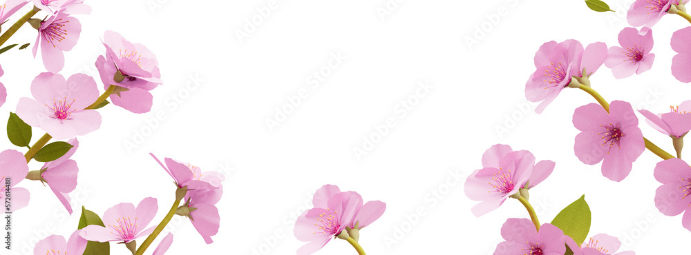 Spring Sakura cherry blossoms banner cutout