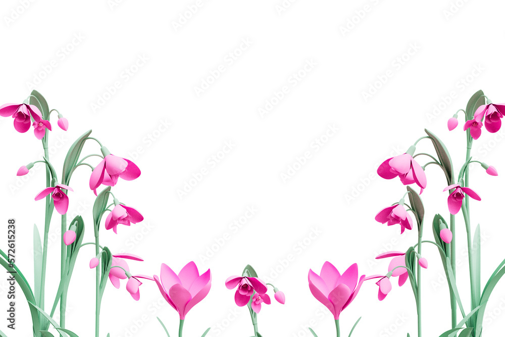 Spring concept pink floral banner cutout