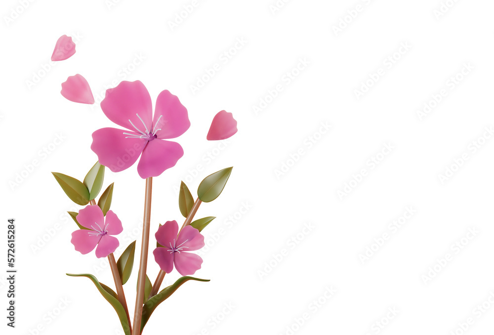 Spring concept pink floral banner cutout
