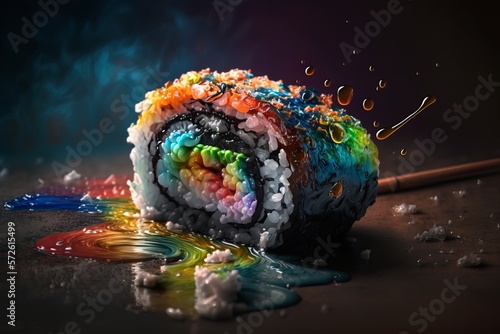 Sushi abstrakcyjny kolorowy akrylowy Generative AI