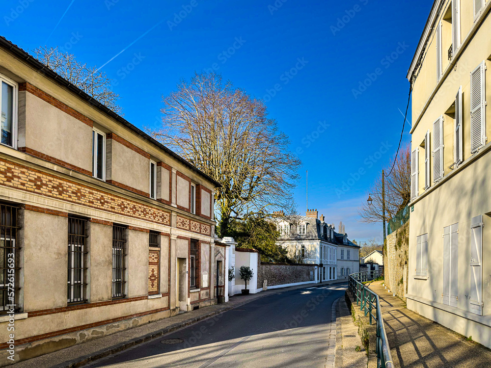 Street view of old village Bievres, France.