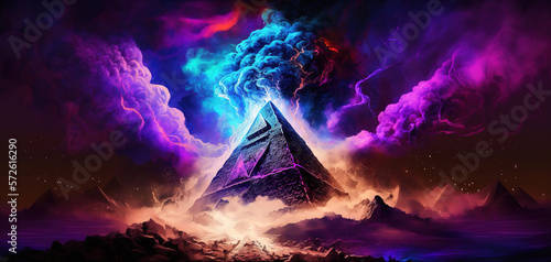 Surreal Fantasy Abstract Space Cosmic Pyramid Void Deep Space Background