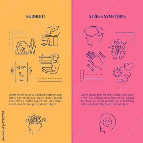 Stress symptoms and burnout flyer templates