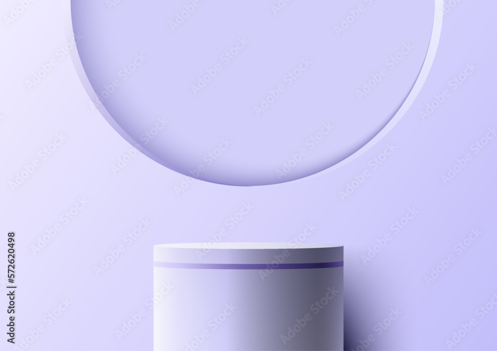 3D realistic empty purple podium pedestal stand with circle backdrop minimal wall scene background 3D realistic empty purple podium pedestal stand with circle backdrop minimal wall scene background