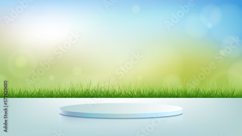 3D realistic blue podium pe...