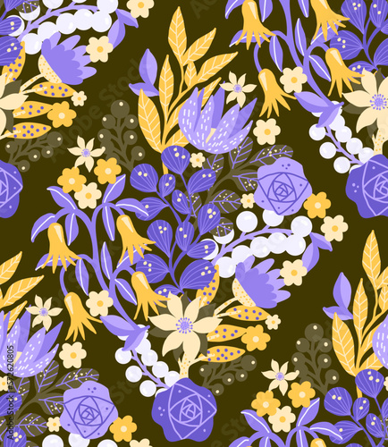 Vector Floral Seamless Pattern (ID: 572620805)
