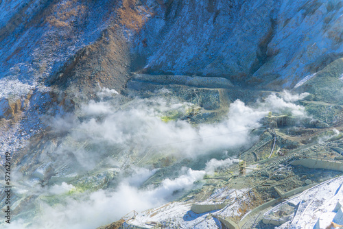 湯気が昇る風景 地熱 大涌谷