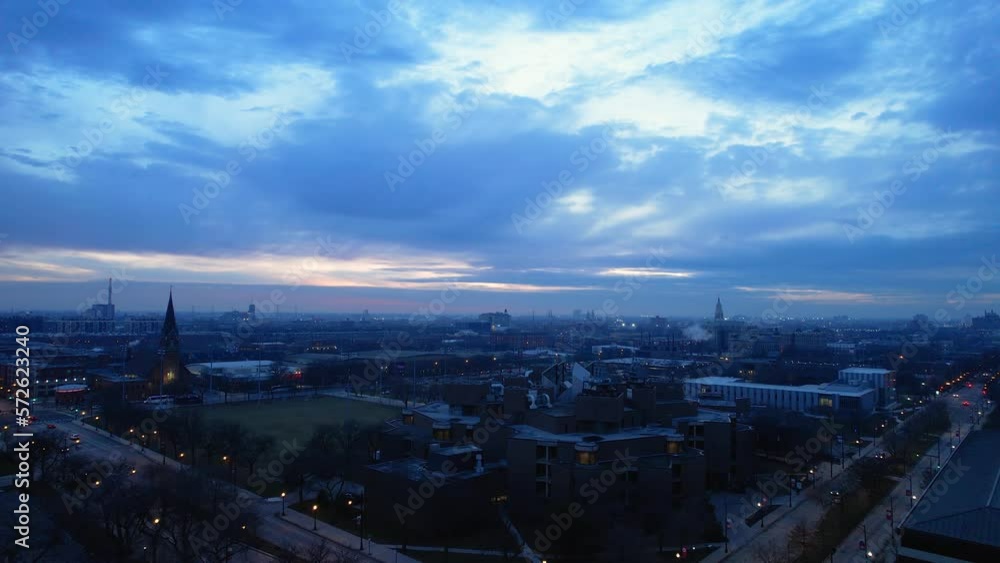 Dramatic Evening Sky With Clouds Over City Center Roof Tops Dramatic Evening Sky With Clouds Over City Center Roof Tops