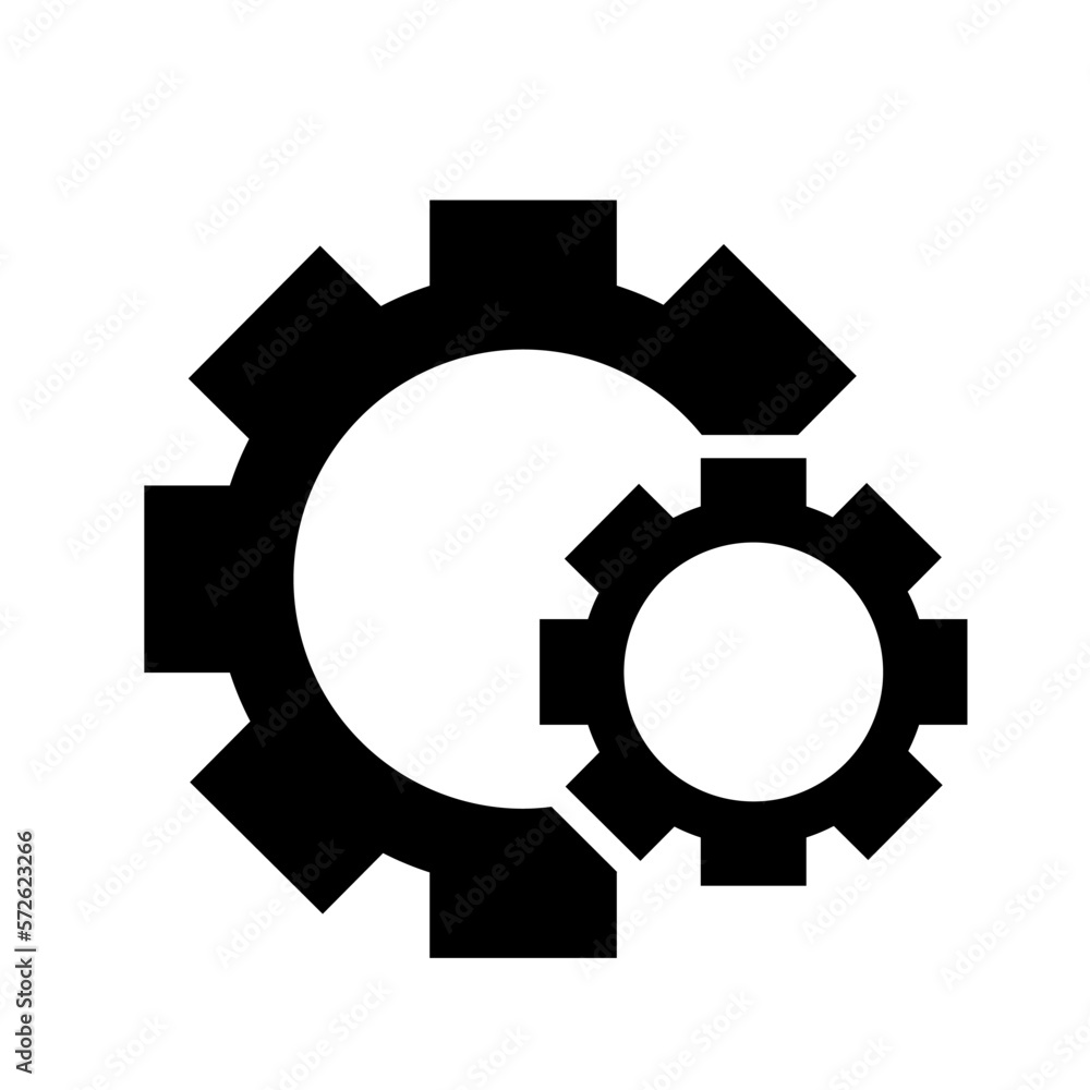 Vector illustration, logo, web icon two gears.  Isolated on a white background.