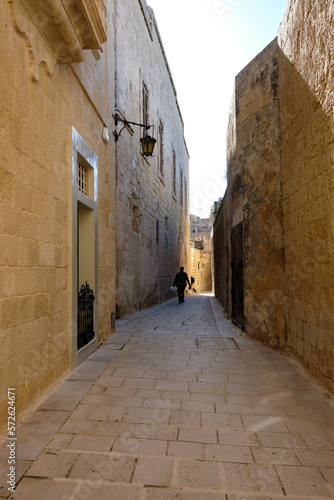 ways, streets and facades of the old stone town of Rabat now a small village in Malta.