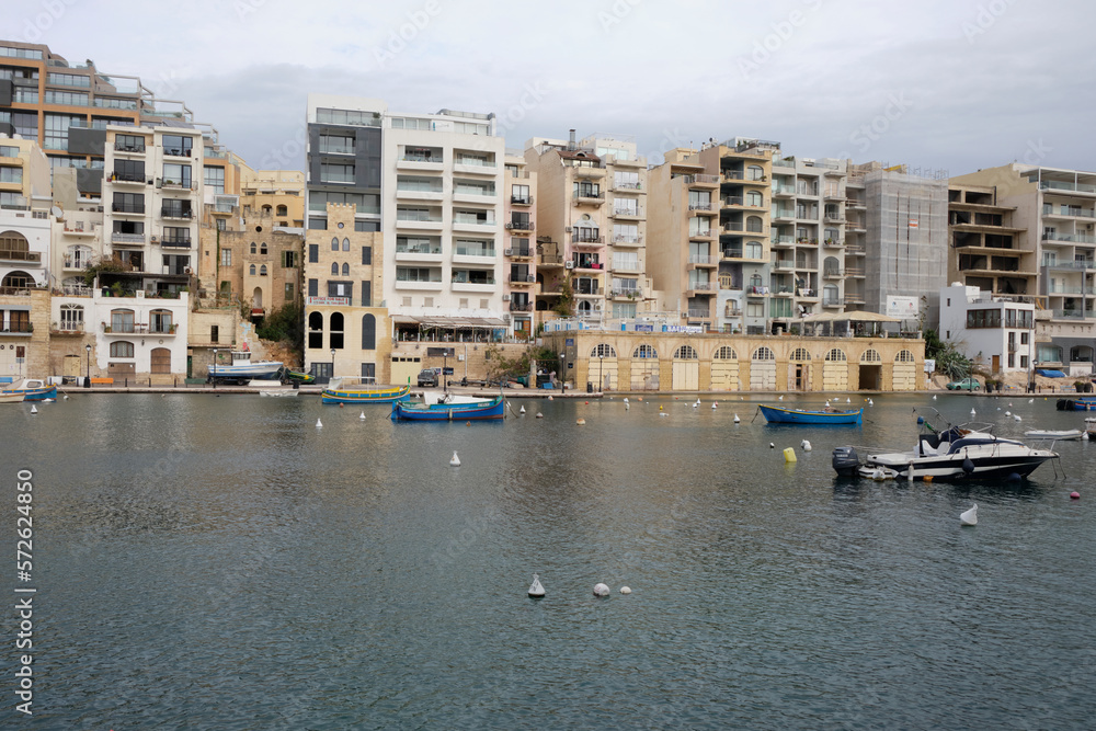 2022 NOVEMBER - Malta - St. Julian's Bay Malta in a rainy day.