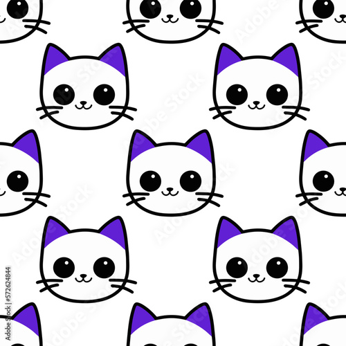 Fototapeta Naklejka Na Ścianę i Meble -  Cat vector pattern with cat faces. Seamless print illustration for children.