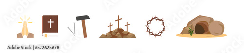 Risen icons set. Religion icons.