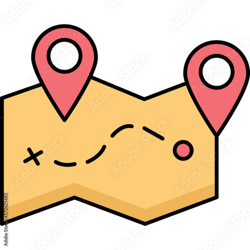 Tour map Vector Icon fully editable

