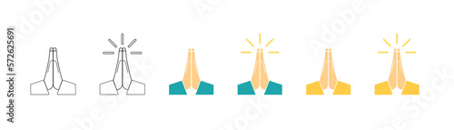 Folded hands icons set . Vector