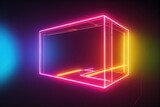pink blue neon lines, geometric shapes, virtual space, ultraviolet light,