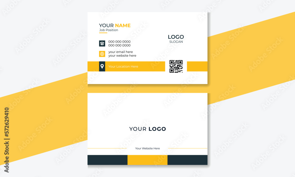 Simple and Minimalist Business Card Design |  White and Yellow Business Card Layout | Clean Design