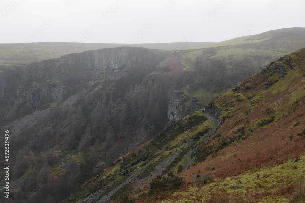 a view of the welsh mountains around pistyll rhaeadr