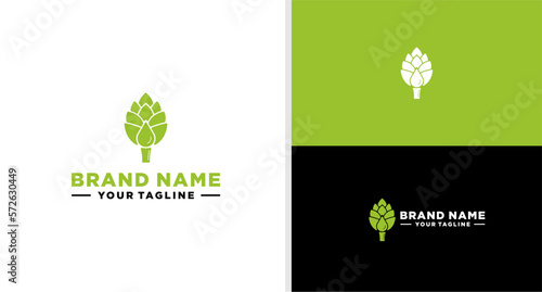 ARTICHOKE LOGO DROP WATER FRUITS DRINK NATURE EDITABLE