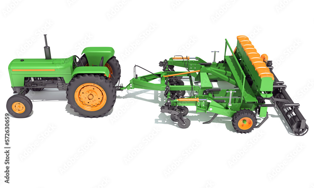 Obraz premium Farm Tractor 3D rendering on white background