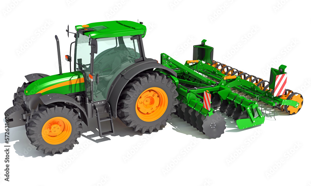 Obraz premium Farm Tractor 3D rendering on white background