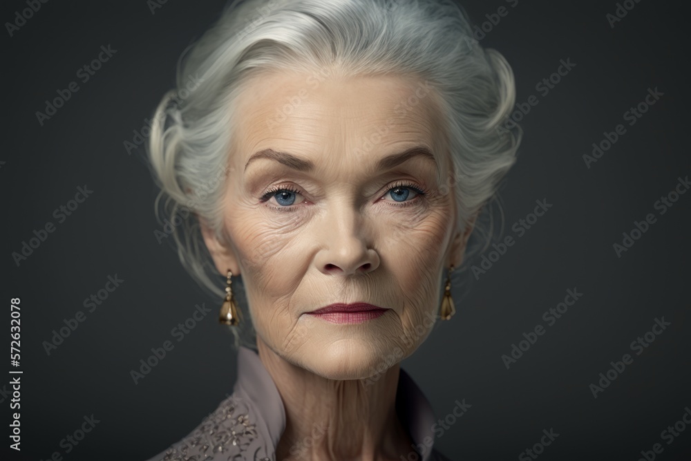 Fotografía de estudio de mujer madura con el pelo blanco muy elegante, empresaria, mujer de éxito, creado con IA generativa Fotografía de estudio de mujer madura con el pelo blanco muy elegante, empresaria, mujer de éxito, creado con IA generativa