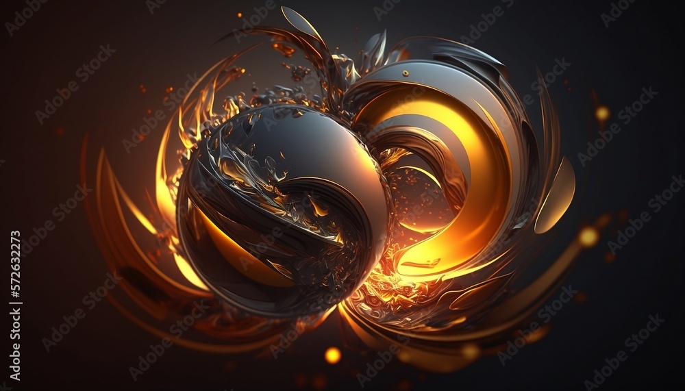Abstract light glass black Background orbs colliding - Generative AI Abstract light glass black Background orbs colliding - Generative AI