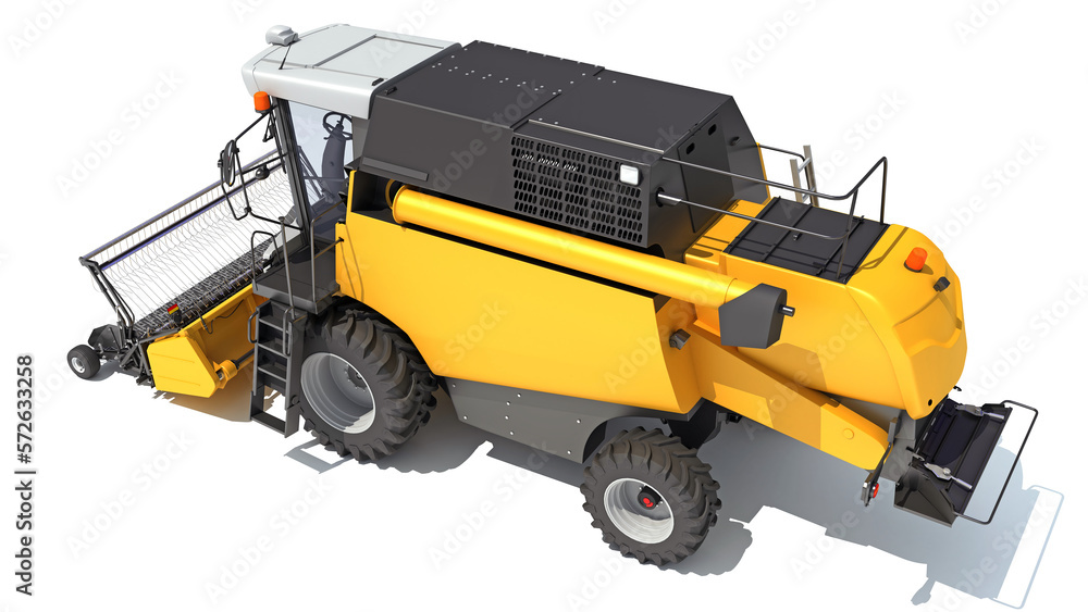 Fototapeta premium Combine Harvester 3D rendering on white background