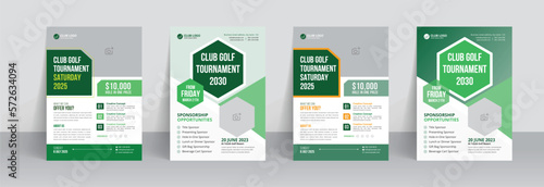 Golf tournament flyer template with sports event poster and annual brochure cover design