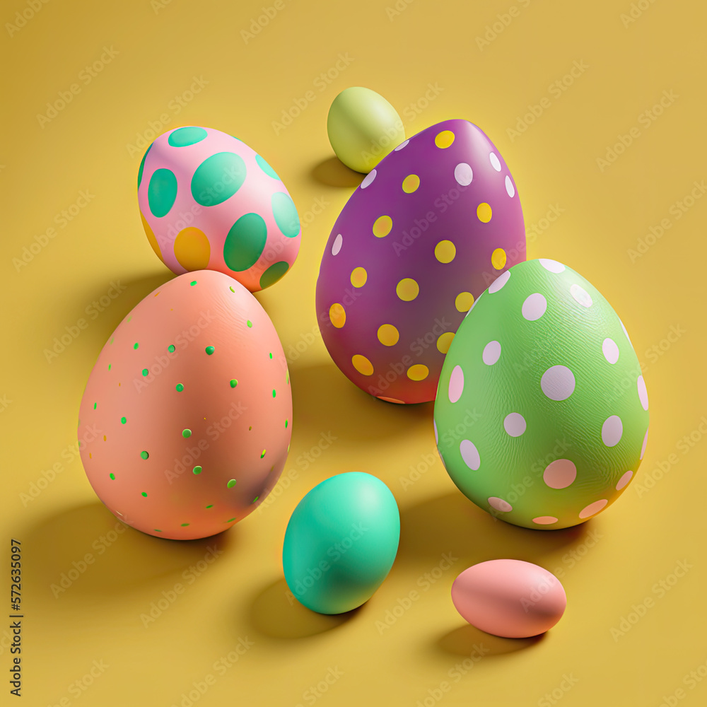 Colorful easter egg on yellow background. Ai generative Colorful easter egg on yellow background. Ai generative
