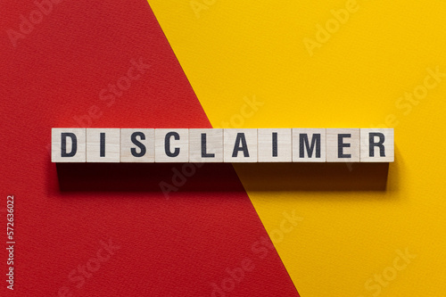 Disclaimer - word concept on cubes photo