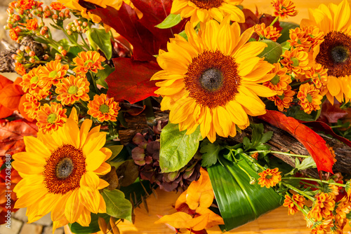 Arrangements of fake plastic flowers