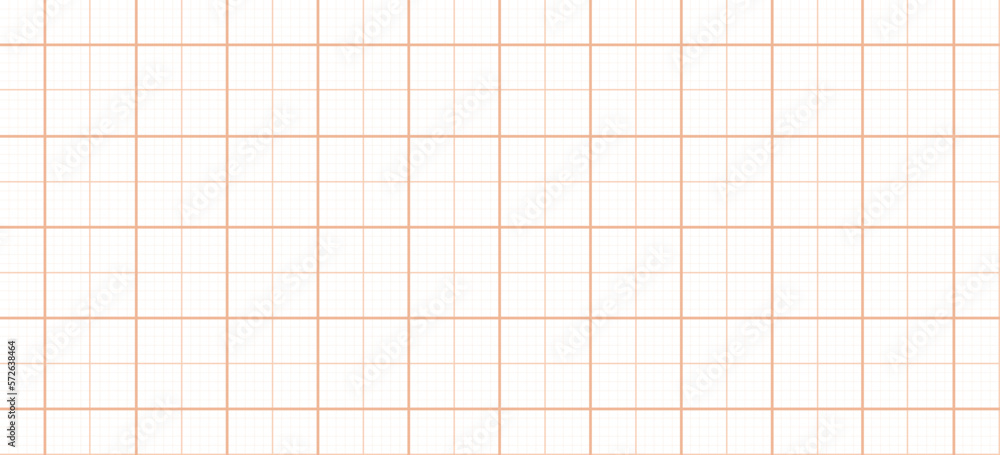 Orange millimeter graph paper grid background. Seamless pattern math paper texture. Desigh for rchitect plan, school project. Vector illustration