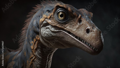 The Velociraptor dinosaur that lives in the jungle has adapted to its environment  generative ai