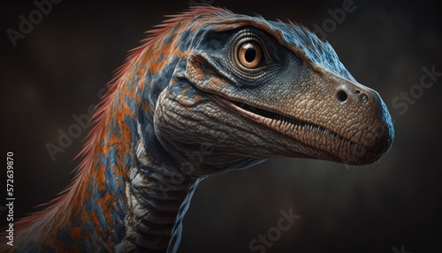 The Velociraptor dinosaur that lives in the jungle has adapted to its environment, generative ai © viperagp